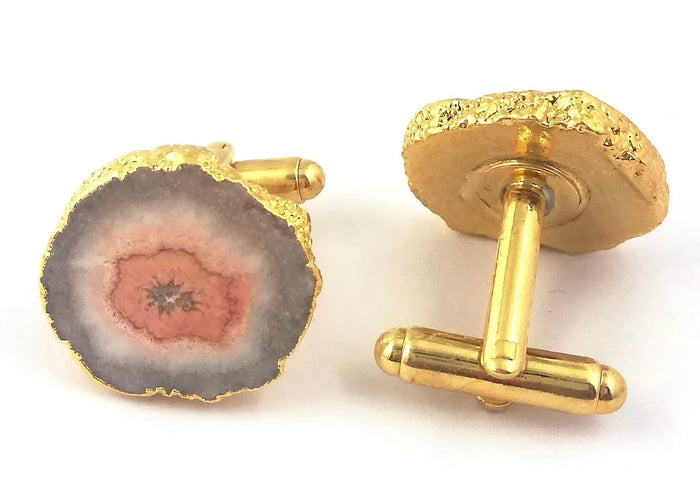 Cufflinks - Geode 24k Gold Electroplated