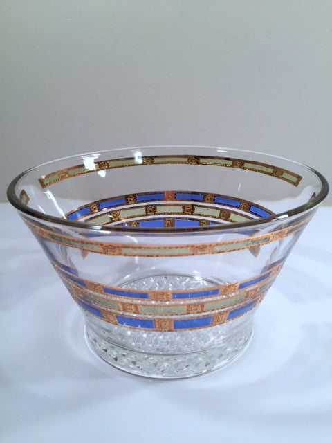 Culver Mid-Century Blue & 22-Karat Gold Empress Ice Container