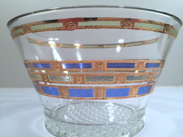 Culver Mid-Century Blue & 22-Karat Gold Empress Ice Container