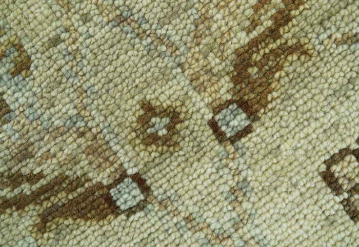 Custom Made Traditional Design Beige And Brown Hand Knotted wool area rug - The Rug Decor