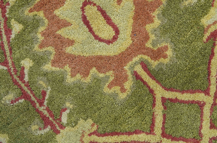 Custom Made Tree of life Green And Red Traditional Design Hand Tufted Wool Rug - The Rug Decor