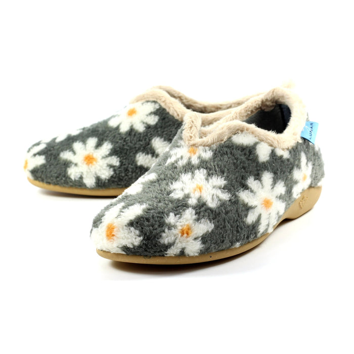 Daisy Grey Flower Slipper