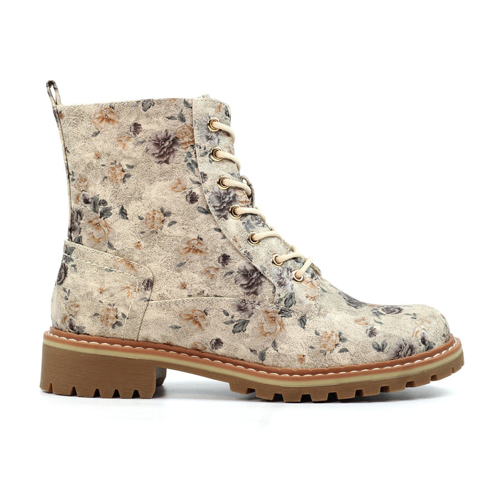 Dazzle Beige Floral Ankle Boot