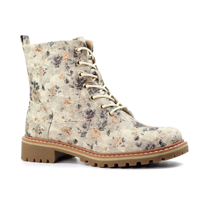 Dazzle Beige Floral Ankle Boot