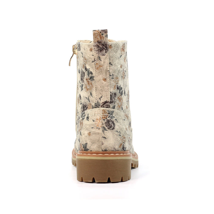 Dazzle Beige Floral Ankle Boot
