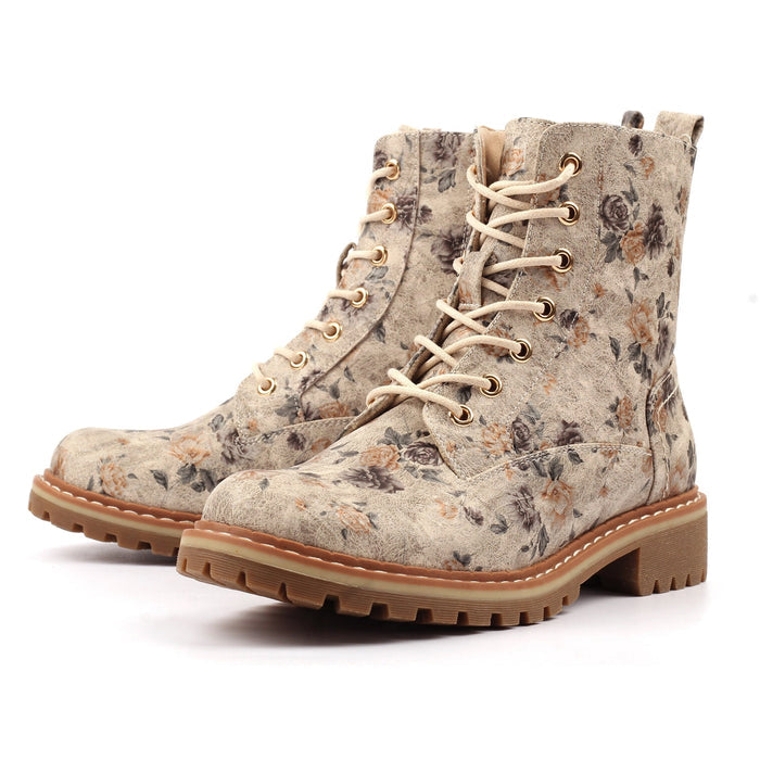 Dazzle Beige Floral Ankle Boot