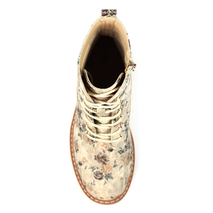 Dazzle Beige Floral Ankle Boot