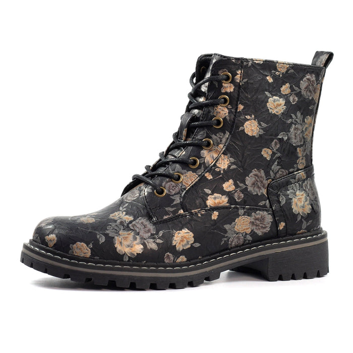 Dazzle Black Floral Ankle Boot