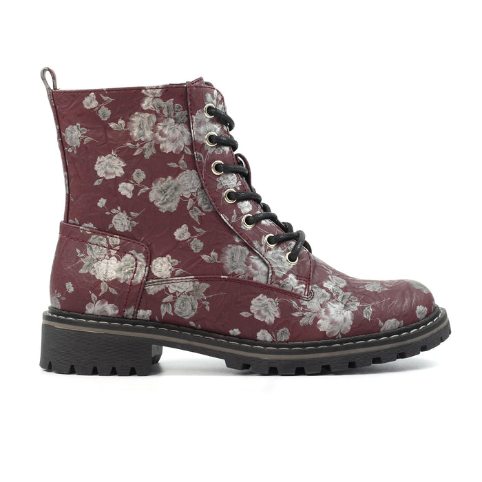 Dazzle Burgundy Floral Ankle Boot