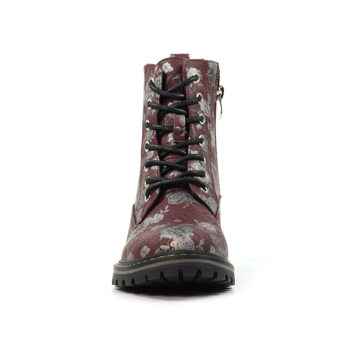 Dazzle Burgundy Floral Ankle Boot