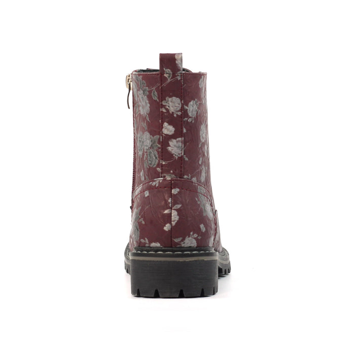 Dazzle Burgundy Floral Ankle Boot