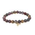 Deep Madagascar Rose Quartz Bracelet + Gold Bee Charm