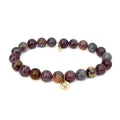 Deep Madagascar Rose Quartz Bracelet + Gold Hamsa Charm