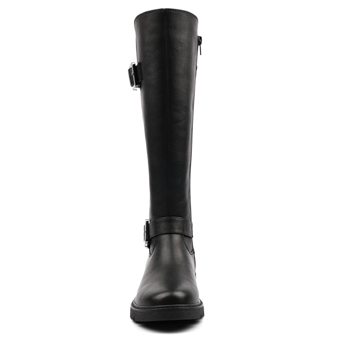 Devon Black Full Elastic Wide Fit Long Boot