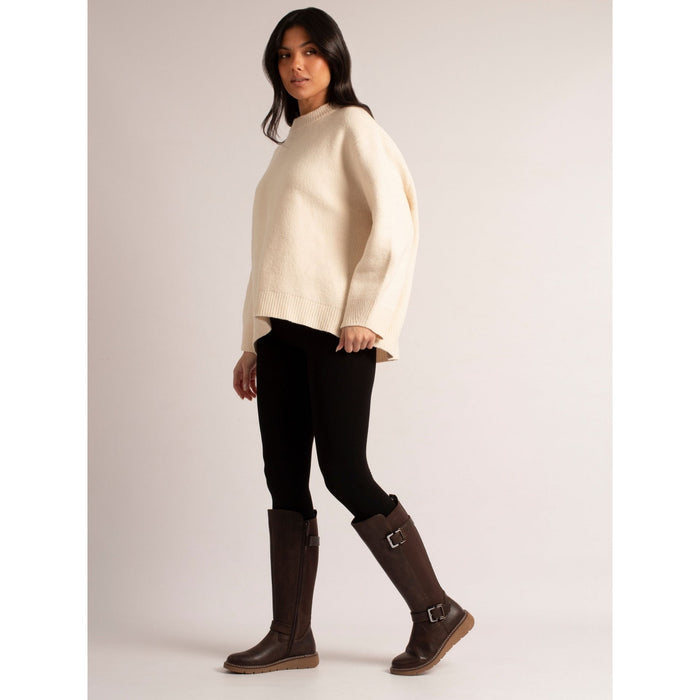 Devon Brown Full Elastic Wide Fit Long Boot