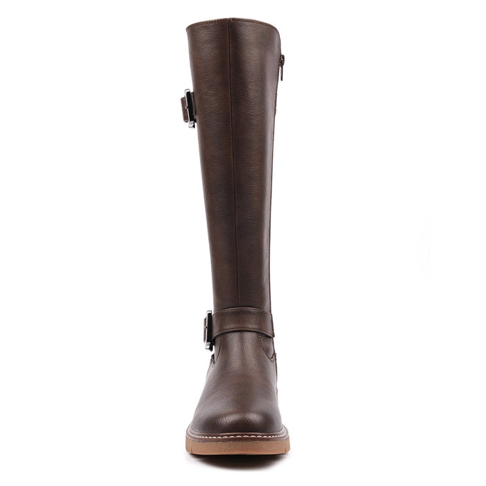 Devon Brown Full Elastic Wide Fit Long Boot