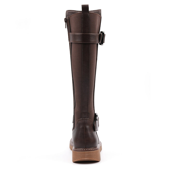 Devon Brown Full Elastic Wide Fit Long Boot