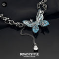 DOACH STYLE Ice Blue Butterfly Necklace style #01