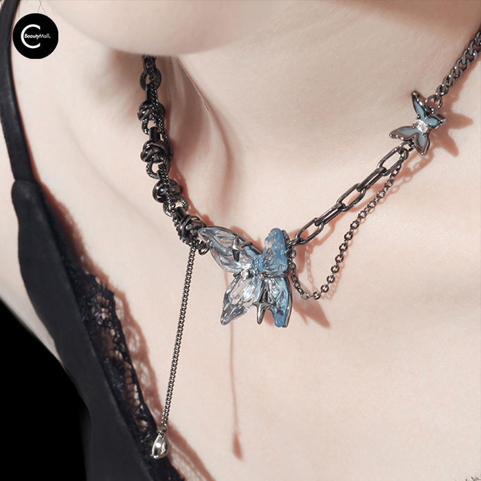 DOACH STYLE Ice Blue Butterfly Necklace style #01