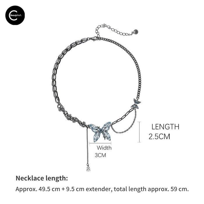 DOACH STYLE Ice Blue Butterfly Necklace style #01