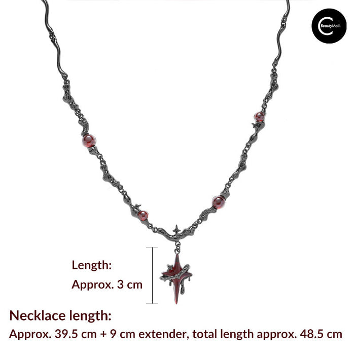 DOACH STYLE Red Four-Pointed Star Necklace style #01