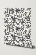 Doodles / Charcoal and Beige