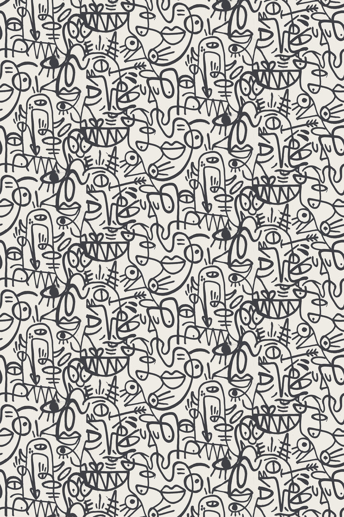 Doodles / Charcoal and Beige