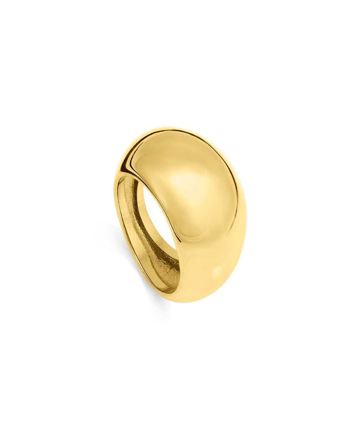 big stackable gold ring on white background