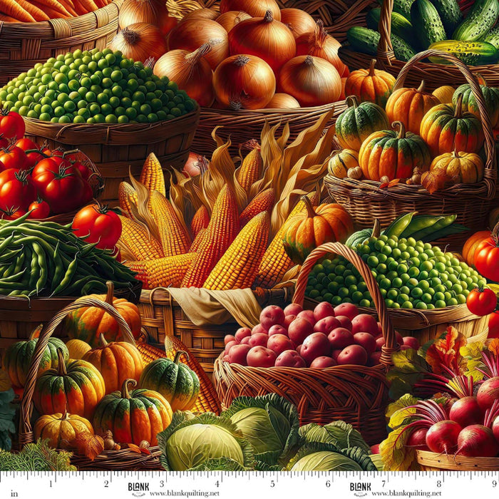 Double Sided Cotton Blanket - Homestead Heritage Vegetable Baskets Cotton
