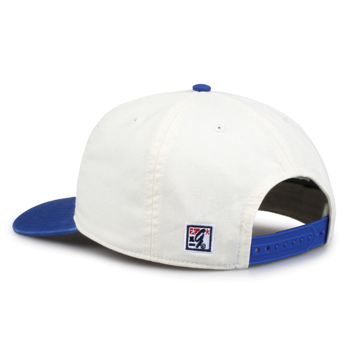 Duke Original Bar snapback hat showing adjustable snap closure and The Game logo, rear view