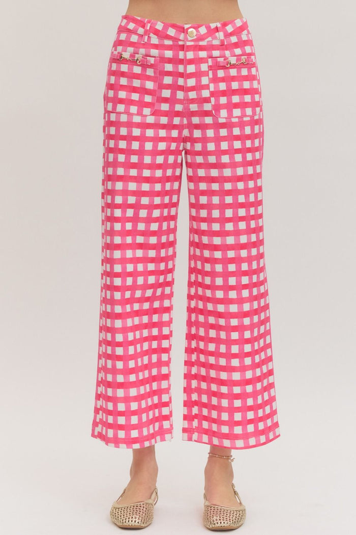 E Pink Plaid Pant