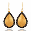 Elegant 18K Brushed Gold Vermeil Black Rhodium Dangle Earrings 2"