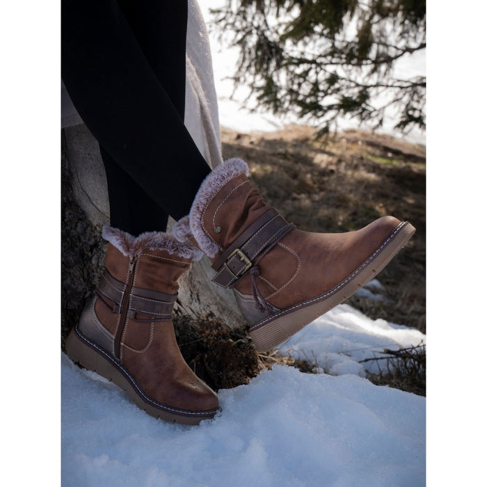 Ellie Tan Waterproof Wide Fit Ankle Boot