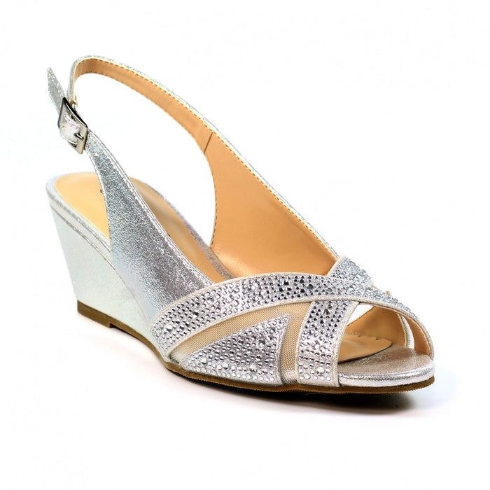 Emmerline Silver Slingback Wedge