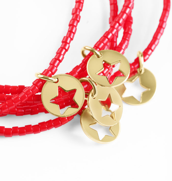 enewton hope classic bracelet -bright red -star small gold disc