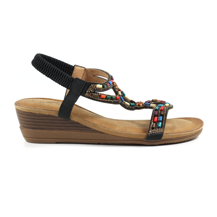 Epsom Black Wedge Sandal