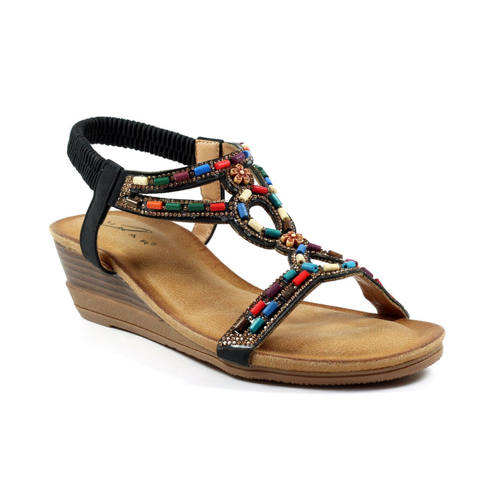 Epsom Black Wedge Sandal