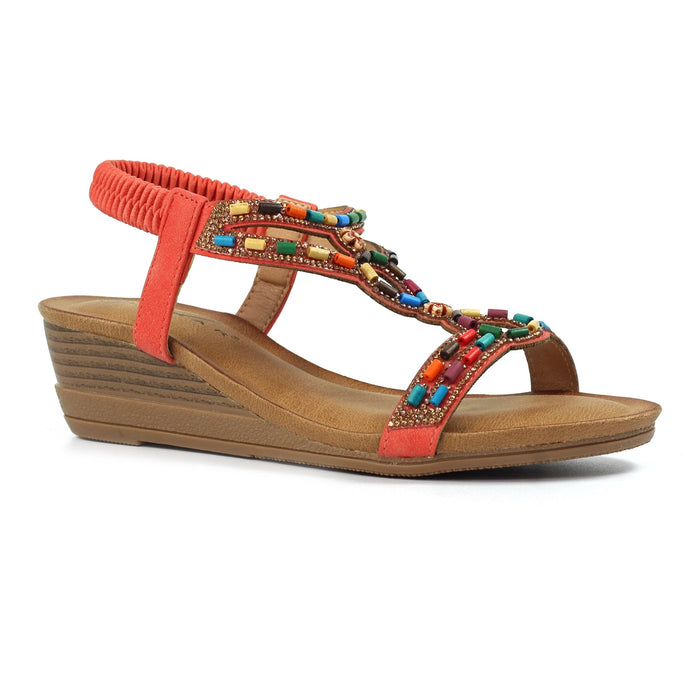 Epsom Orange Wedge Sandal