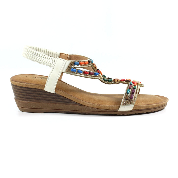 Epsom White Wedge Sandal