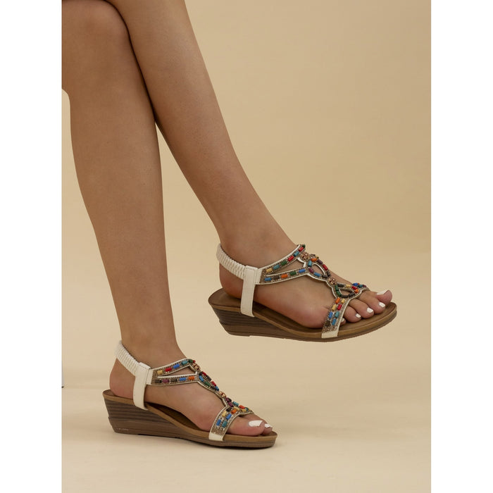 Epsom White Wedge Sandal