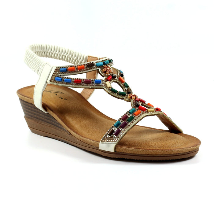 Epsom White Wedge Sandal