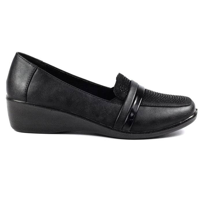 Esther Black Comfort Wedge Shoe
