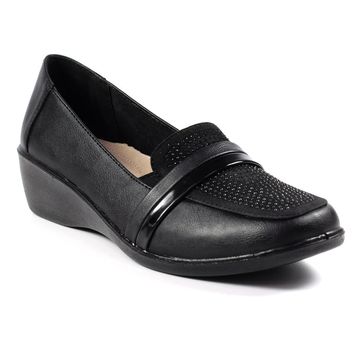 Esther Black Comfort Wedge Shoe