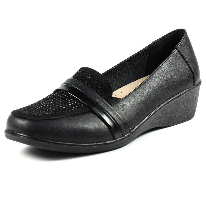 Esther Black Comfort Wedge Shoe