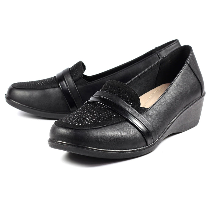 Esther Black Comfort Wedge Shoe