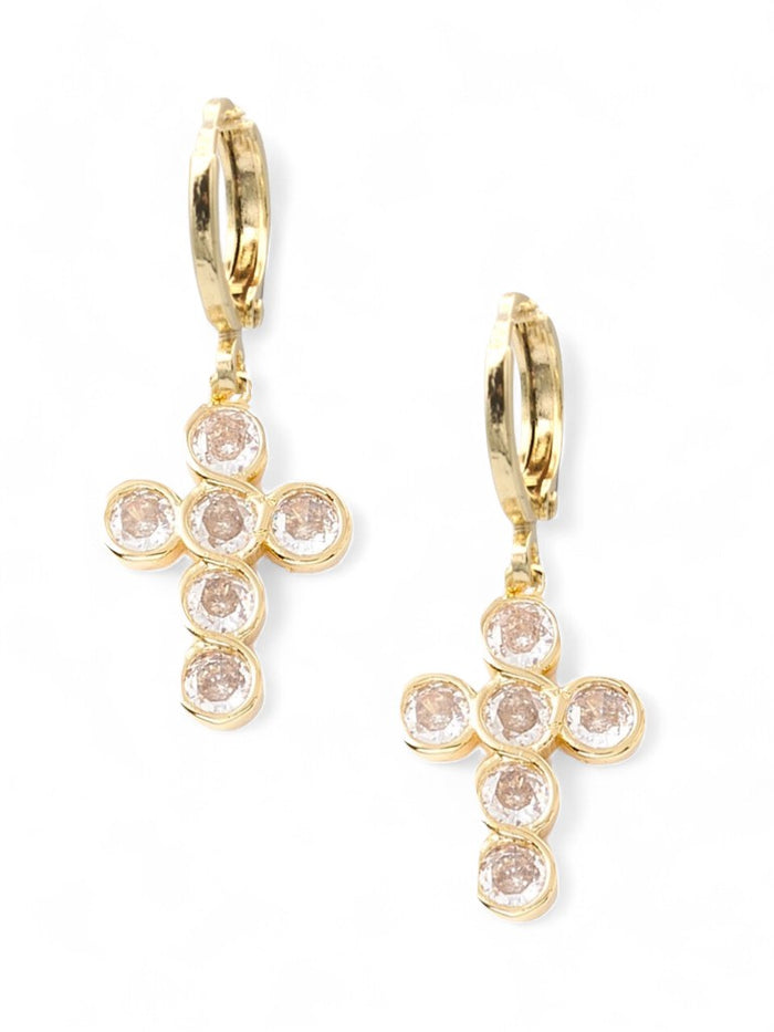 EVER AFTER Cross Huggie Earrings
