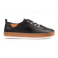 Evie Black Leather Plimsoll