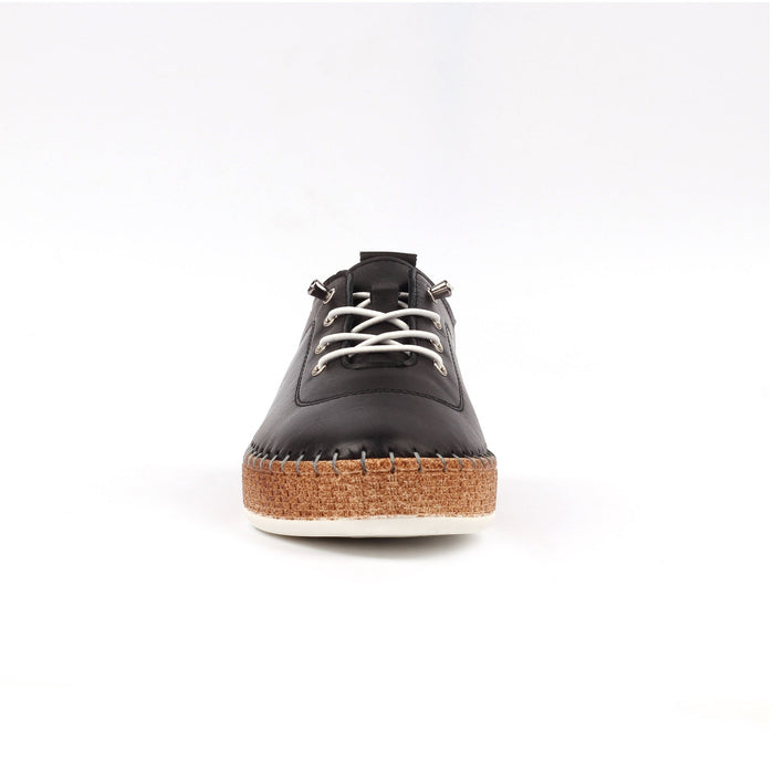 Evie Black Leather Plimsoll