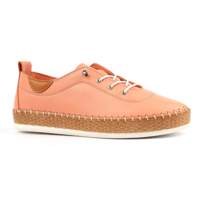 Evie Coral Leather Plimsoll