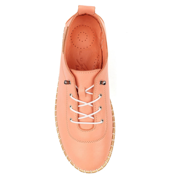 Evie Coral Leather Plimsoll